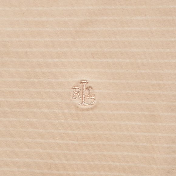 Lauren Ralph Lauren Light Peach/White Stripes T-Shirt 1X - Picture 4 of 10